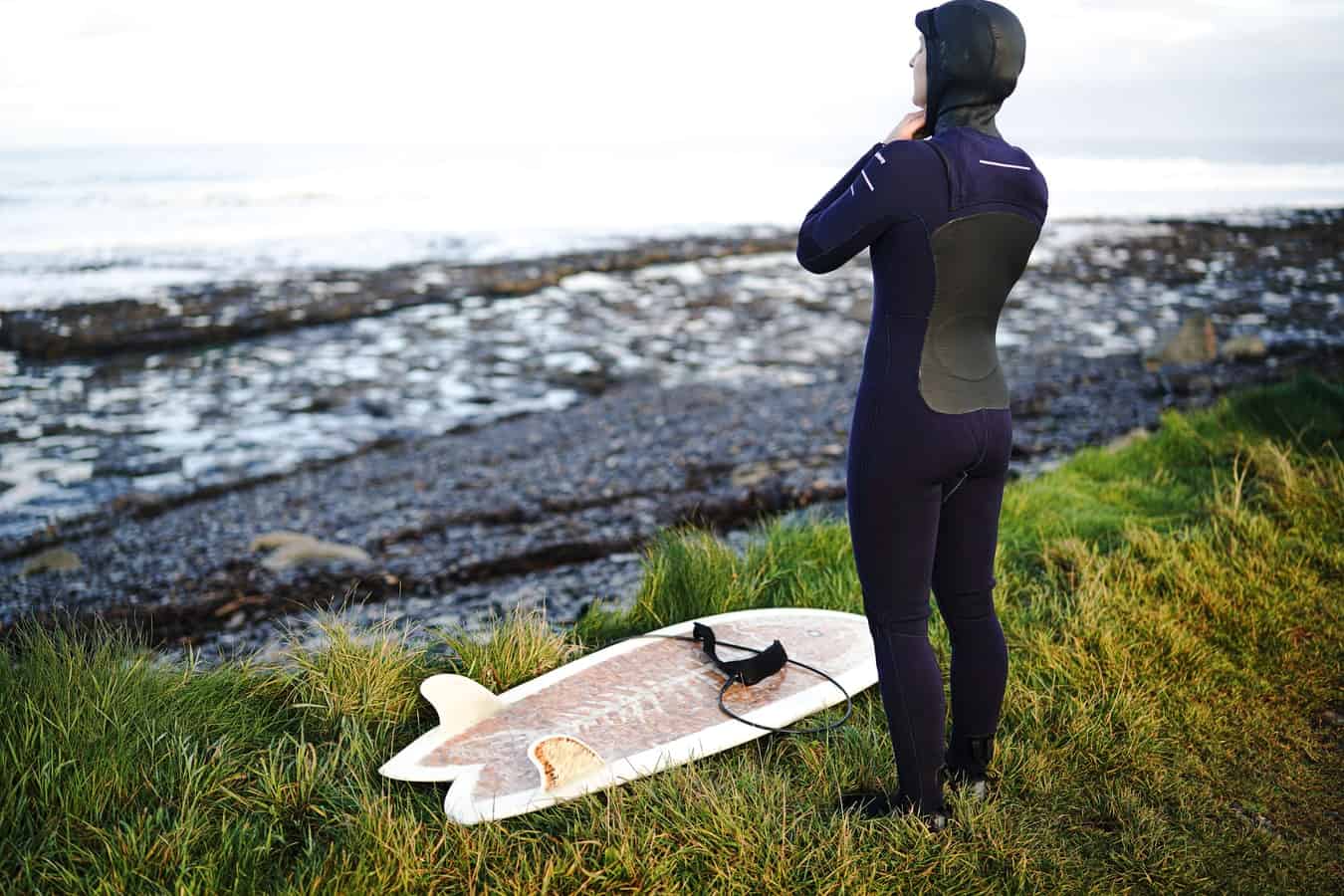 putting on a wetsuit