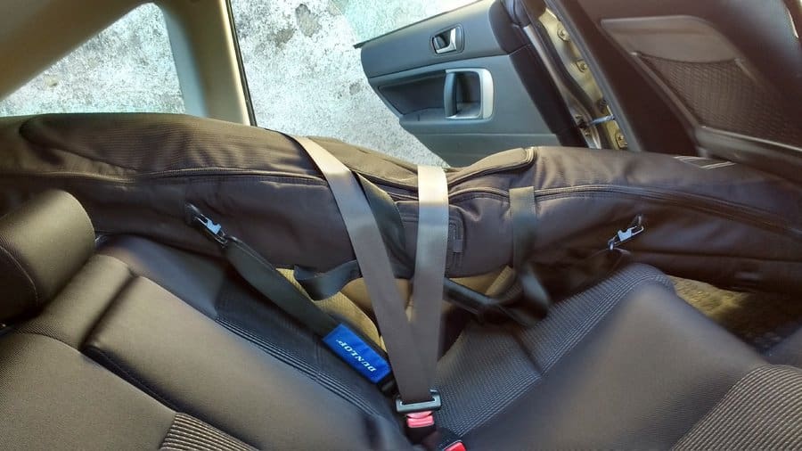 surfboard bag in car
